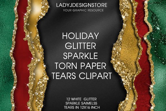 Download Gold Red Green Glitter Torn Paper - Premium Resources