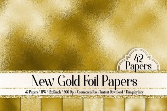 Download New Bright Gold Foil Digital Papers - Bright gold Collection