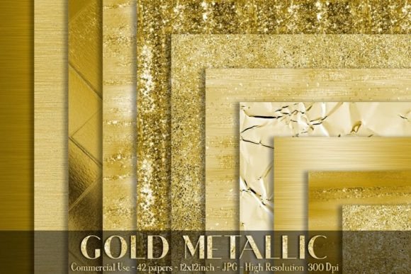 Download Bright Gold Metallic Digital Papers - Bright gold Collection