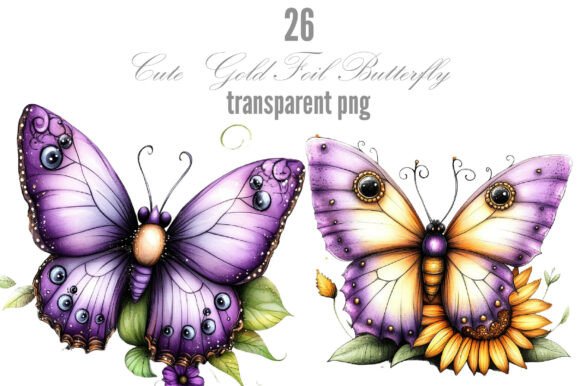 Download Cute Gold Foil Butterfly Clipart - Premium Resources