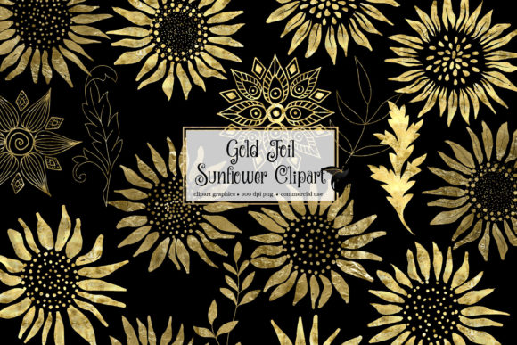 Download Gold Foil Sunflower Clipart - Premium Resources